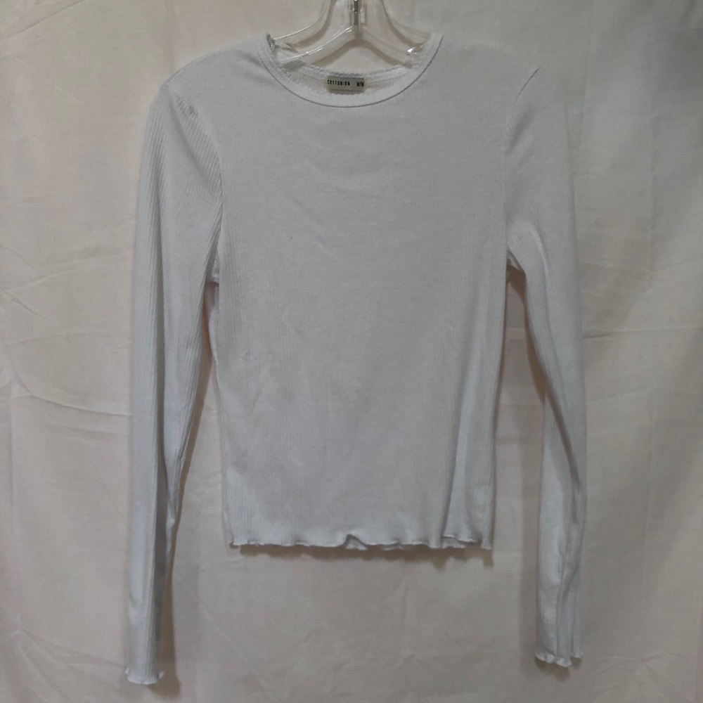 Cropped Ribbed White Shirt